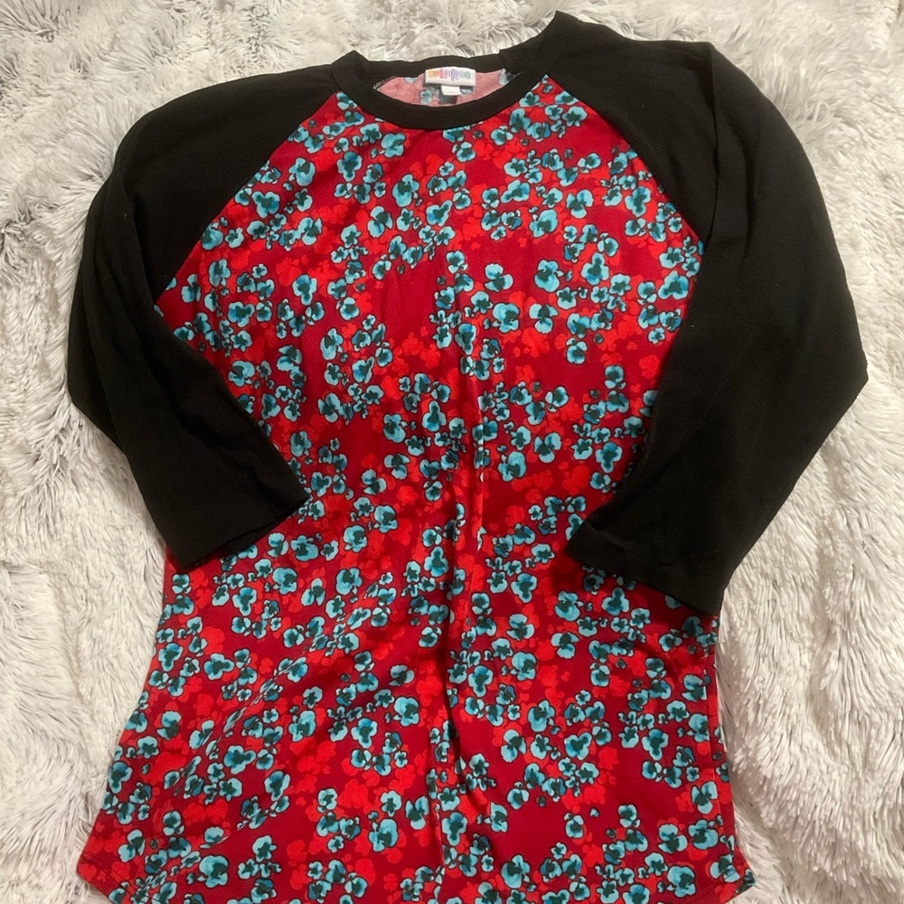 Floral Red and Black Women's 3/4 sleeve Randy
